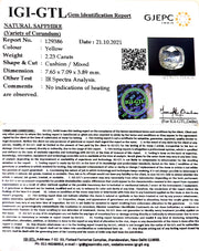 2.23/CT Natural Ceylonese Pukhraj with Govt Lab Certificate-YELSA9S